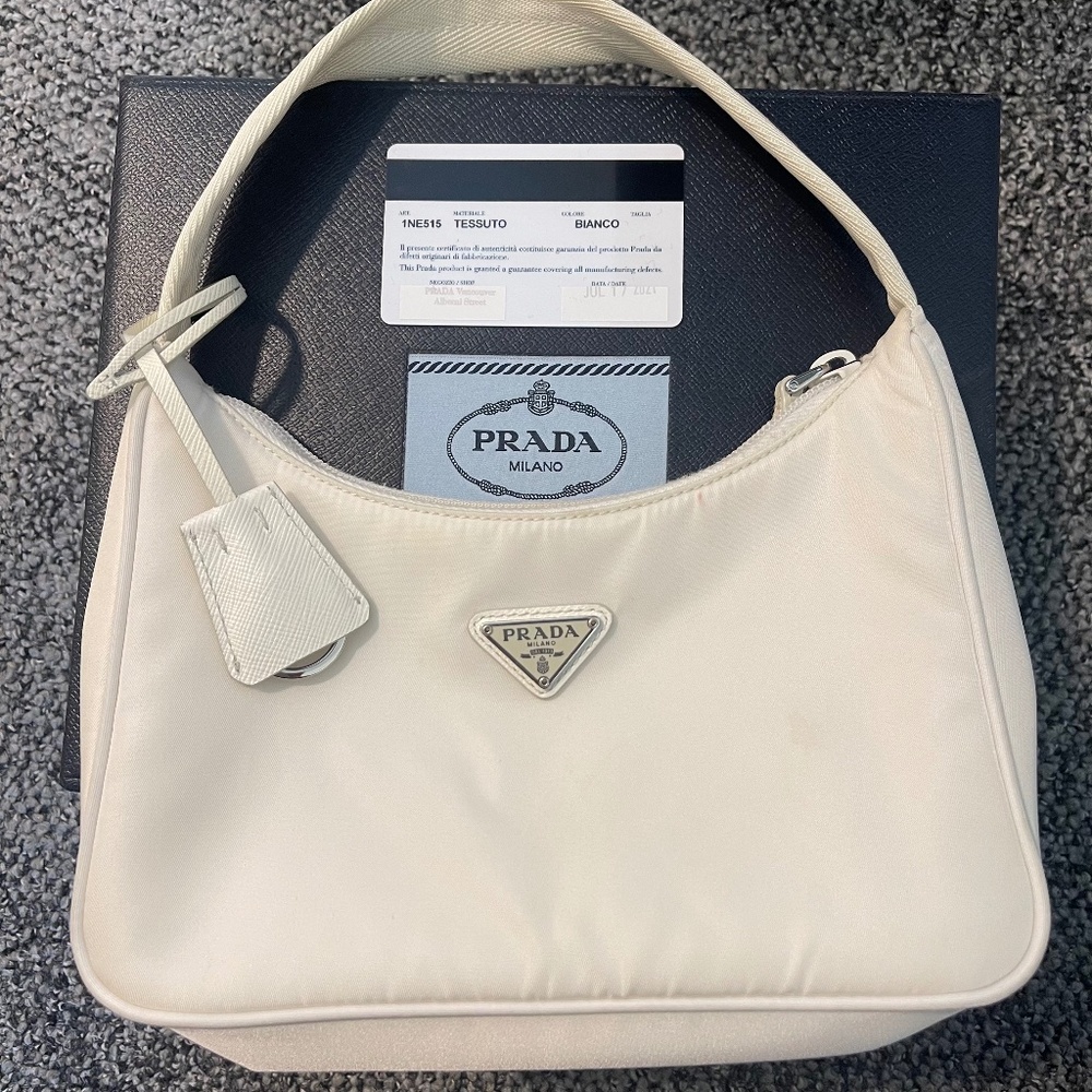 Prada White Hobo Bag